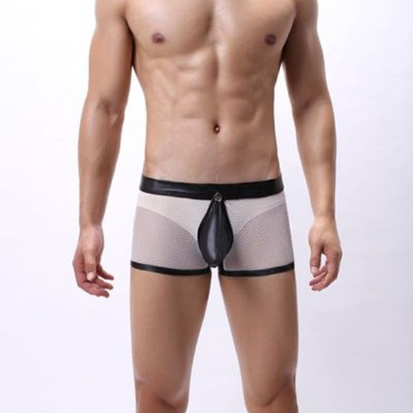

mens low waist transparent mesh bulge comfy shorts underpants underwear mens underclothes briefs296s, Black;white