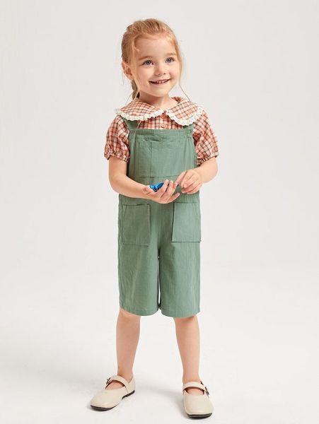 

toddler girls pocket front pinafore romper without blouse she, Blue