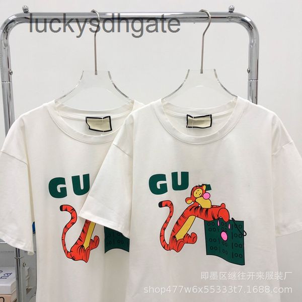 

designer t shirt and shirts gu2022 summer new year of the tiger limited edition tier t-shirt upper body loose casual men's women's, White