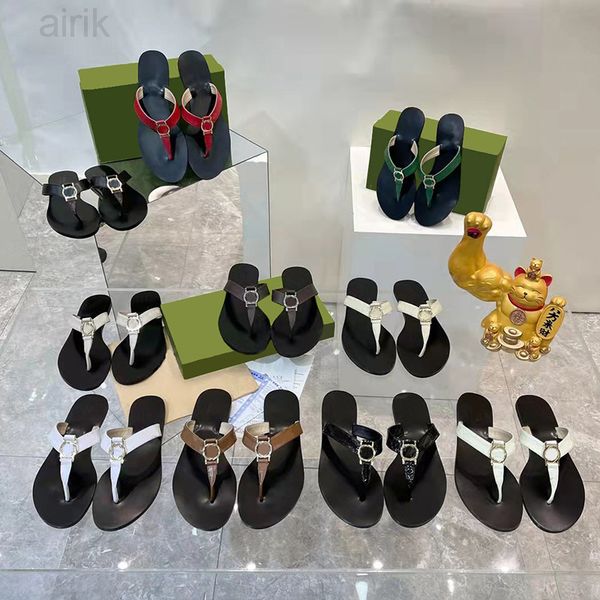 

designer slippers luxury g sandals metal chain ladies slides thong leather sandal thin black flip flops