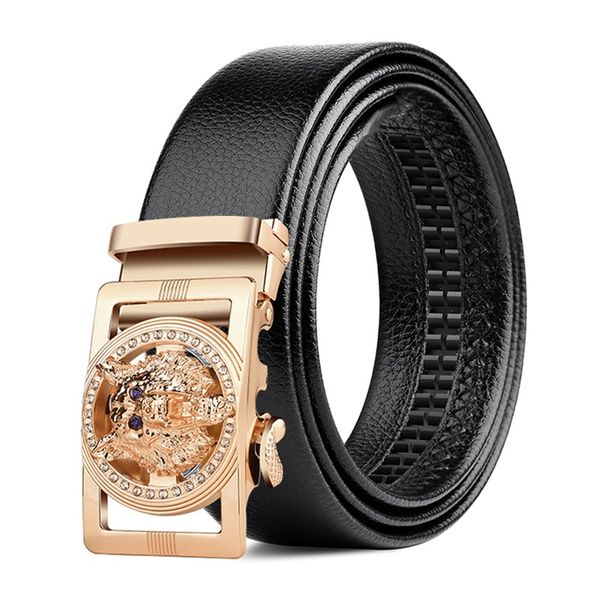 

fashion classic men's designer belt women's leisure luxury personality automatic buckle retro lychee leather decoration versatile, Black;brown