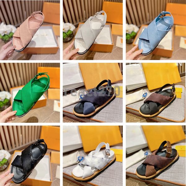 Womens 1A9RDO Paseo Flat Comfort Sandal suola in gomma leggera rosa chiaro due larghe cinghie incrociate sandali classico estate nero verde sandalo