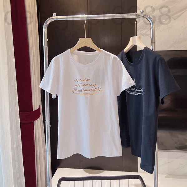 

women's t-shirt designer sports leisure short sleeve letter printing three-dimensional tailoring breathable thin round neck simple fash, White