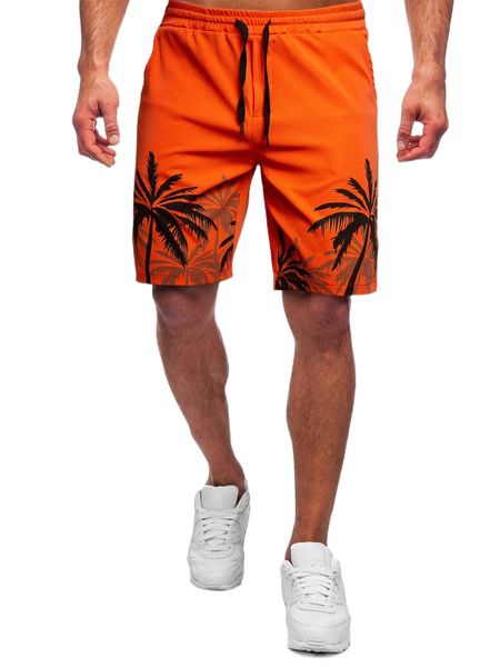 

men palm tree print drawstring waist shorts k7xr#, White;black