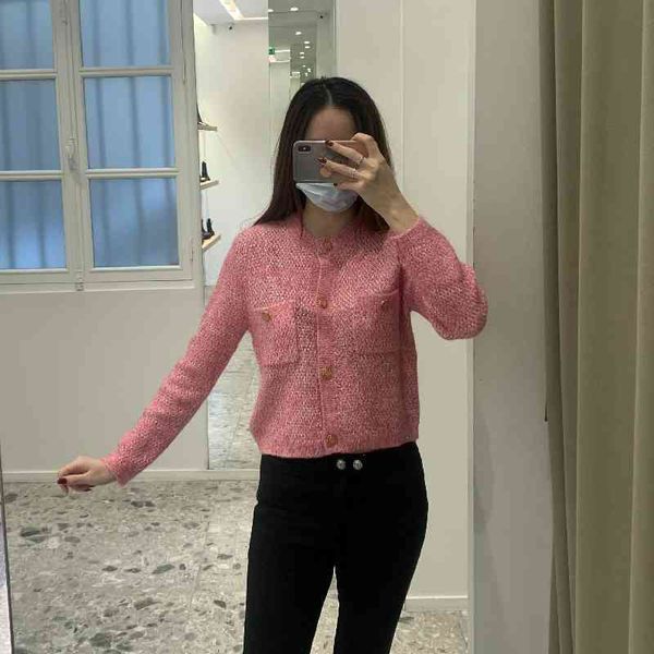 

women's sweaters fadan  family spring and summer style small fragrance pink high sense round neck thin knitted cardigan coat, White;black
