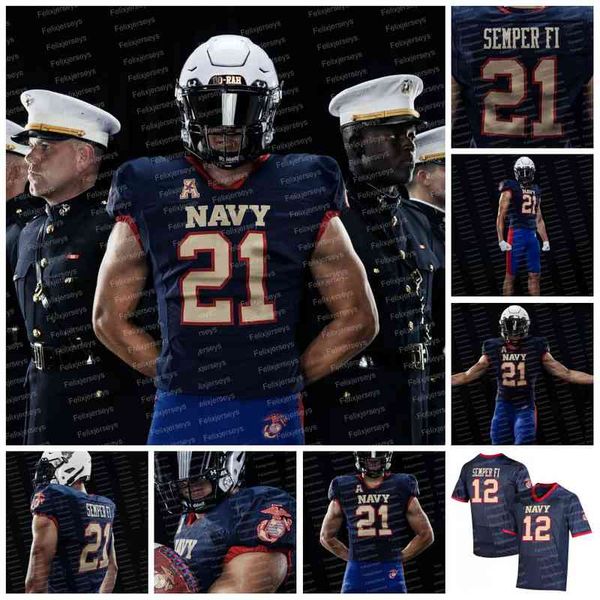 

navy midshipmen senper fi ncaa college football jersey maasai maynor xavier arline tai lavatai eavan gibbons taylor robinson mitchell west, Black