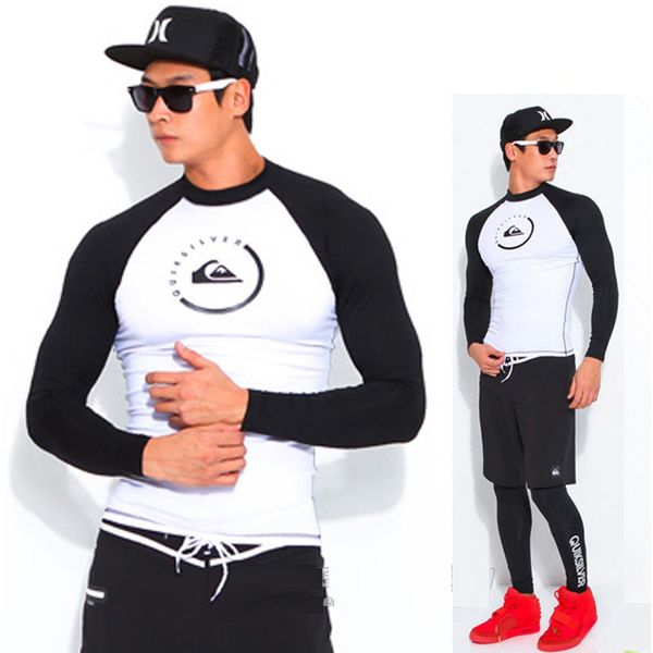 Rashguard Homens Proteção UV Lycra Manga Longa Maiô Curto Nadar Rash Guard Quick Dry Surf Driving Camiseta para Natação 220509