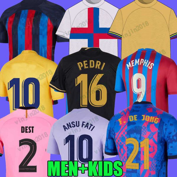 

camisetas de football memphis pedri adama auba barcelona soccer jersey ferran suarez 19 20 21 22 23 ansu fati 2021 2022 f. de jong dest davi, Black;yellow