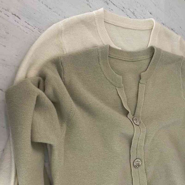 

women's knits tees goddess zhang xiang v-neck metal button sweater 236, White