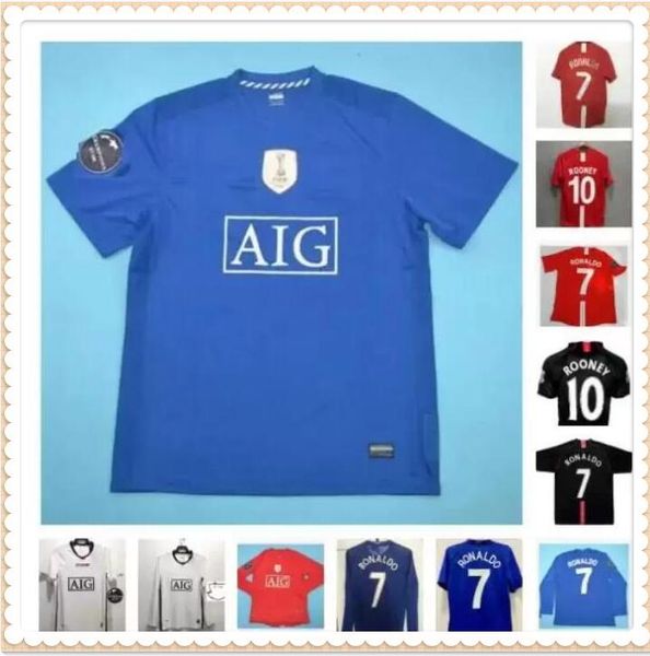 

06 07 08 09 manchester man ronaldo retro soccer jerseys united classic vintage scholes utd 2006 2007 2008 2009 rooney football shirt, Black;yellow