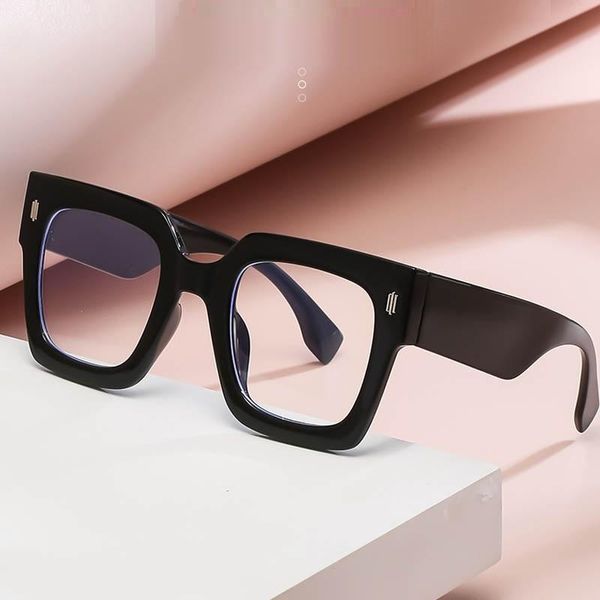 Sonnenbrille Retro Männlich Schwarz Klare Linse Brillengestell Übergroße Quadratische Brille Myopie Brillen Vintage Leopard Brillen DamenSonnenbrillen