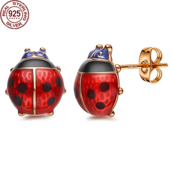 

charm 925 tremella nail seven star ladybug small insect color enamel glue dripping fa, Golden