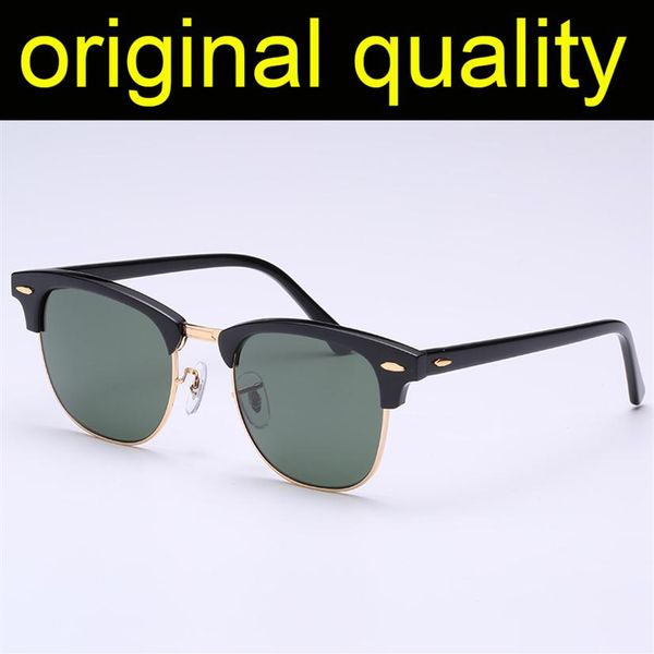 

lassic sunglasses mens women real glass lenses acetate frame sun glasses men women glass lenses oculos de sol2094, White;black