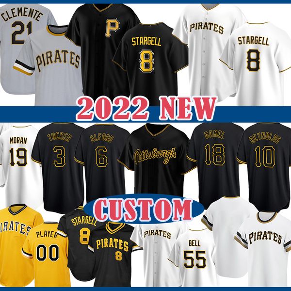 Benutzerdefinierte 8 Willie Stargell Baseball Jersey Pittsburgh Roberto Clemente Anthony Alford Cole Tucker Roberto P￩rez Ben Gamel Michael Chavis Greg Allen Hayes Jared Oliva