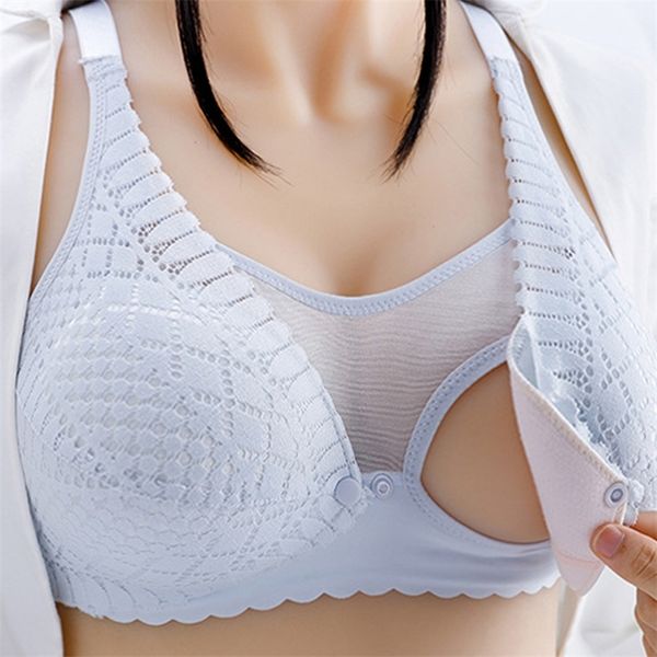 

maternity nursing bras pregnant women lingerie breastfeeding no rims front closure breast feeding bras large size brassiere 220621, White