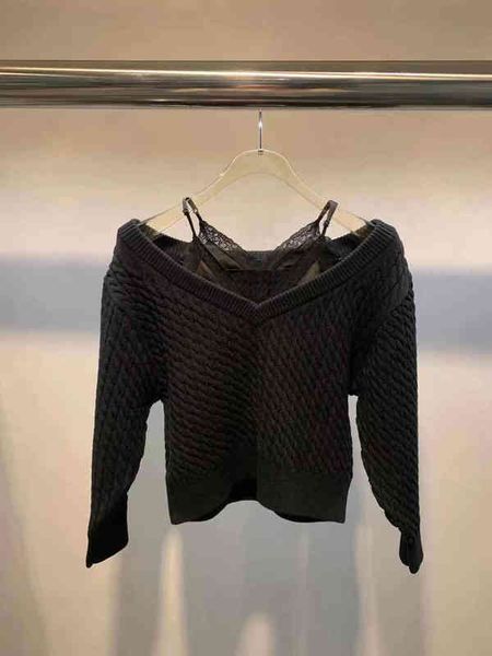 

women's sweaters dangjia spring and summer lace stitching off shoulder sweater black suspender long sleeved women's blouse, White;black
