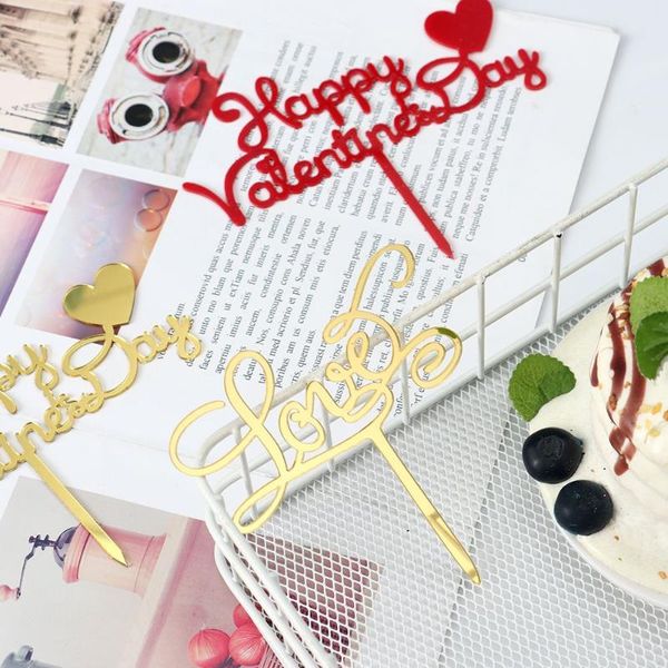 

other event & party supplies 2022 happy valentine's day cake er love wedding gold red heart for anniversary decorations