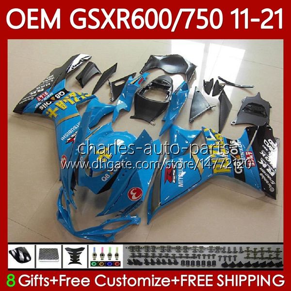 Fairings de injeção para Suzuki GSXR 600 750 CC Rizla Cyan K11 750CC 600cc GSXR600 11 12 13 14 15 16 121NO.85 GSXR-600 GSXR750 2017 2018 2019 2020 2021 GSXR-750 11-21 Corpo