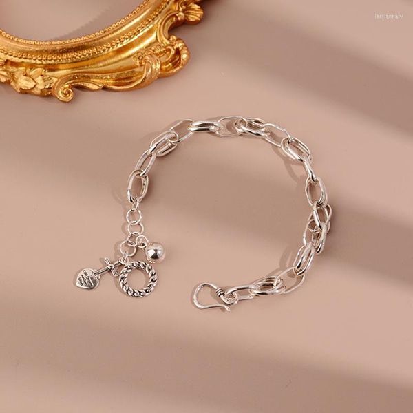 Bracelets de charme cruzam e contas de jóias de mão feminina com 925 carimbo de cor prata na moda da moda 2022 GiftCharm Lars22