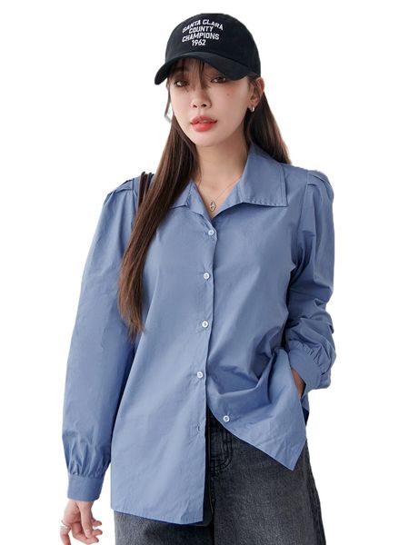 

dazy puff sleeve button front blouse 974v#, White