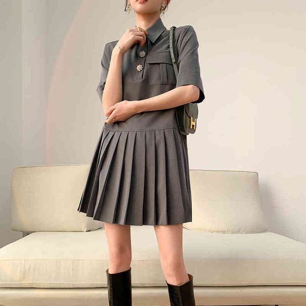 

casual dresses 2022 spring and summer dress college style pleated skirt beautiful schoolgirl class half sleeved blouse female acch, Black;gray