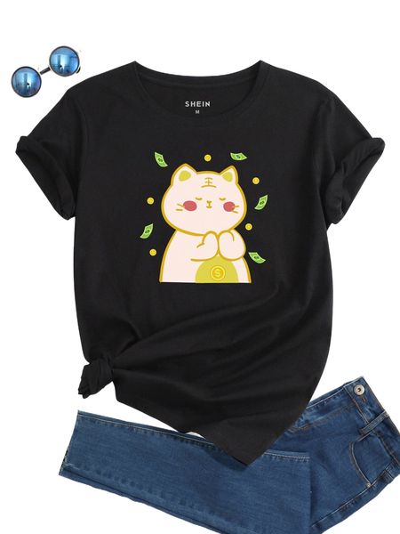 

cartoon graphic tee 37bt#, White