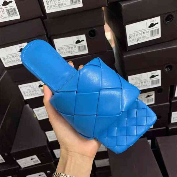 

family b slipper's 2022 spring summer woven square head comfortable flat women's are versatile and wear large shoes, Black