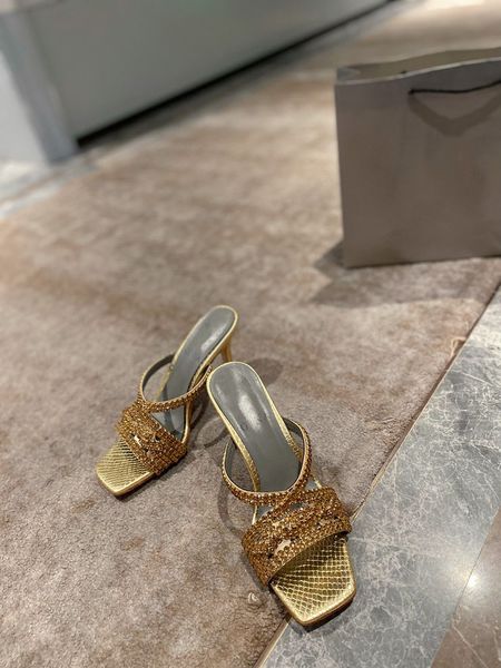 

stiletto high-heeled sandals women's 2022 summer new comfortable square head sandals french european and american outer wear slippers, Black