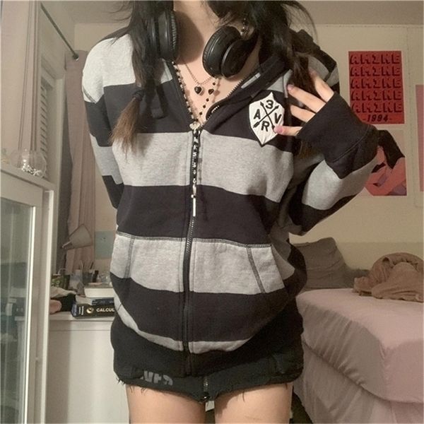 

xingqing 2000s hoodie goth aesthetic clothes fairy grunge zipper long sleeve with pockets y2k sweatshirt women streetwear 220816, Black