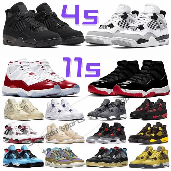 Jumpman 4 Men Basketball Shoes 11 Mens Womens Sneakers 4S Black Cat University Blue Red Infrared 25th Anniverse 11s Sportoor Sports Trainers