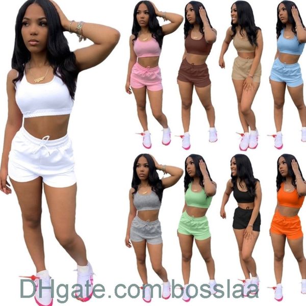 

retail women tracksuits designer clothes crop and shorts 2 piece sets outfits summer short set yoga outfits sportwear, Gray