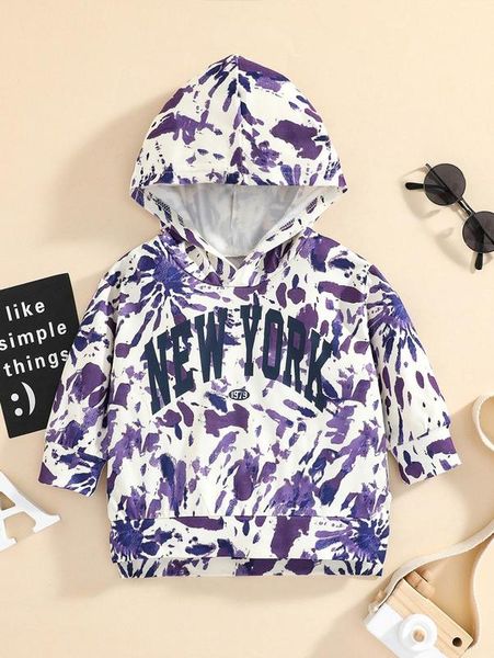 

baby tie dye and letter graphic hoodie she, Black