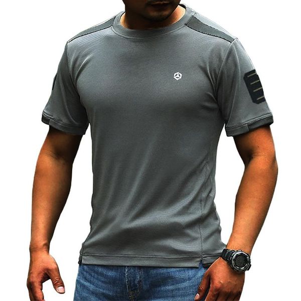 T-shirt da uomo T-shirt mimetica tattica a maniche corte da uomo Streetwear Camicia militare ad asciugatura rapida O-Collo Top da palestra CamisetasUomo