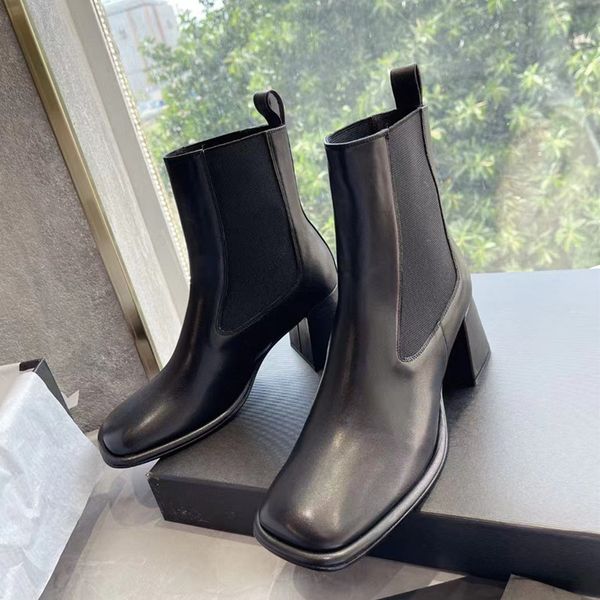

popular women's boots fashion split leather chelsea boots square toe platform boots for women handmade ladies shoes, Black