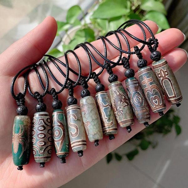 Подвесные ожерелья Reiki Healing Stone Collece Natural Tibetan Dzi Agates Buddha Charm Девять глаз guanyin ruyi dragon agat malepanted