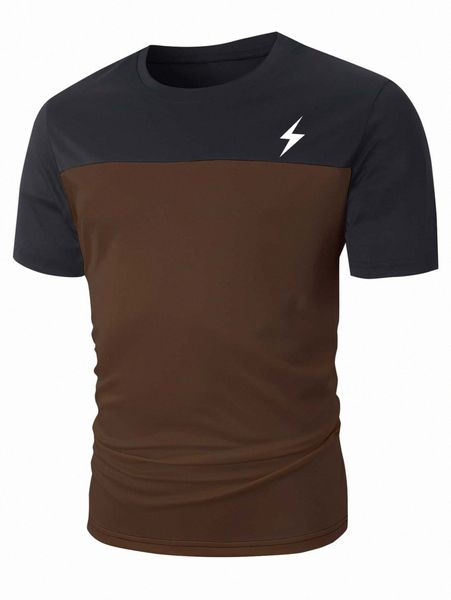 

men colorblock graphic print tee e3fk#, White;black