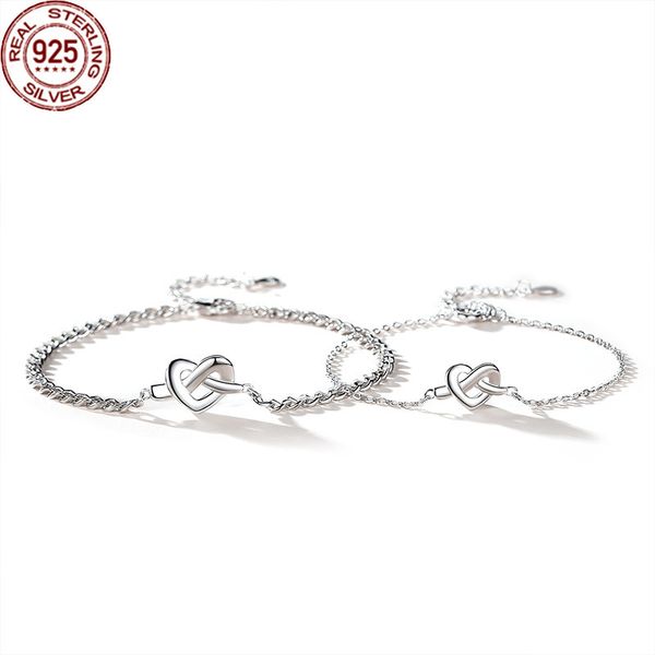 

korean version design concentric knot couple charm bracelet a pair of small love bracelets pure silver simple romantic valentine's day, Golden;silver