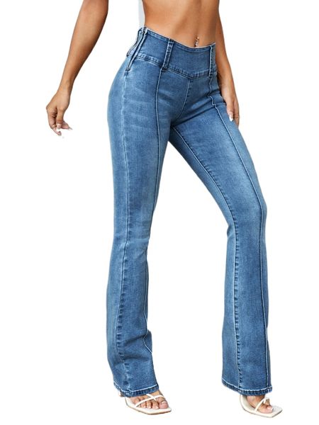 

seam detail bootcut leg jeans g5oz#, Blue