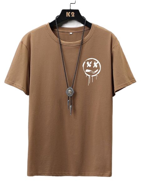 

men expression print tee without necklace l3me#, White;black