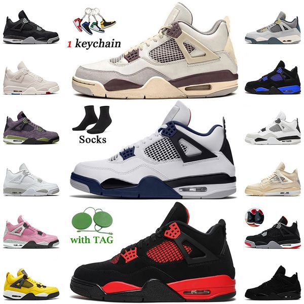 

us14 15 16 og athletic jumpman 4 women mens basketball shoes midnight navy blue red thunder craft 4s canyon purple military black cat canvas