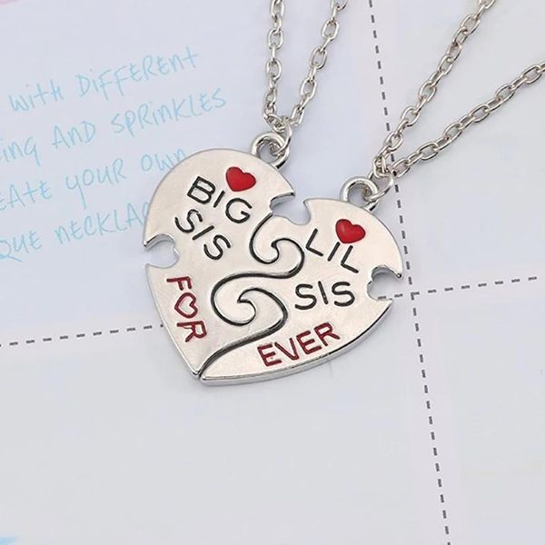 Colares pendentes PCs/Set Big Little Sister Colar para Mulheres Meninas Coração Irmãs Para Forever BFF Jewelry Gifts 2022Pinging