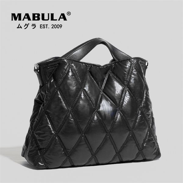 

mabula simple stylish women quilted satchels handbags nylon feather down padded crossbody bag large winter pillow work s 220815