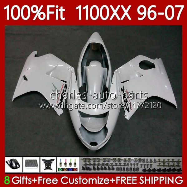 Spritzgusskörper für HONDA Blackbird CBR1100 CBR 1100 XX CC Pearl White 1100XX 96-07 114No.22 CBR1100XX 1996 1997 1998 1999 2000 2001 1100CC 02 03 04 05 06 07 Verkleidung