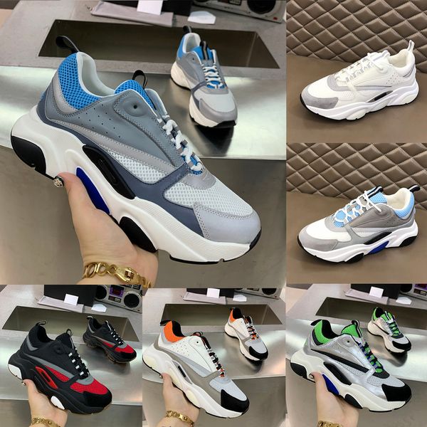 

b22 designer sneakers men women casual shoes oblique technical trainers canvas mesh calfskin patchwork sneaker platform shoe vu1f, Black
