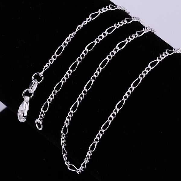 Correntes PCs 925 Prata esterlina 16-30 polegadas 2mm Chain Figaro Chain Fashion Jóias finas