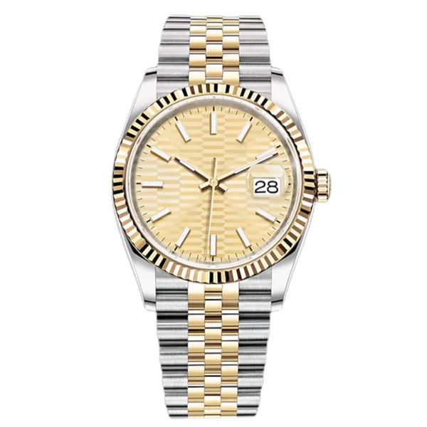 

men's watch size 41mm automatic mechanical movement 904l stainless steel bracelet gold stripe face luminous waterproof watch, Slivery;brown