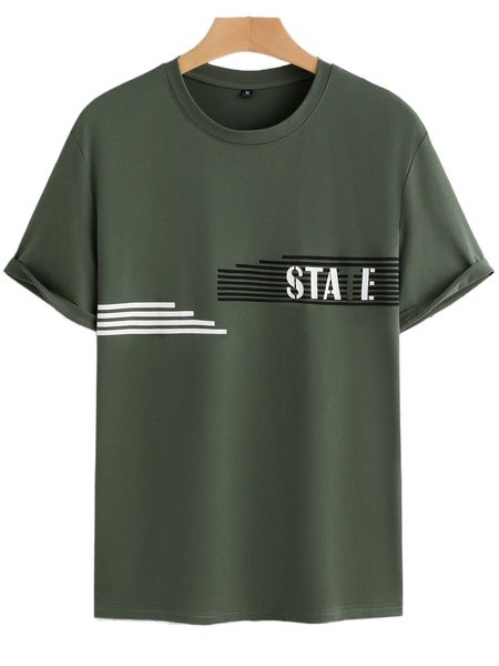 

men striped & letter graphic tee v7rk#, White;black