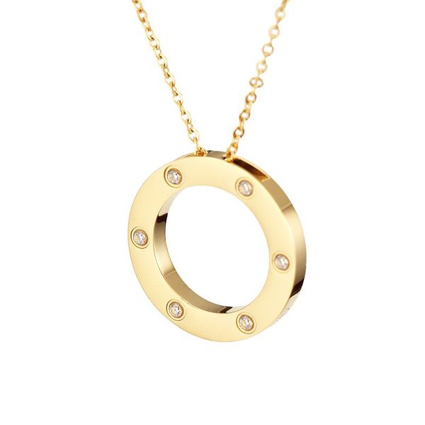 

fashion womens luxury designer jewelry circle pendant necklaces stainless steel gold chains ladies party jewelrys, Silver