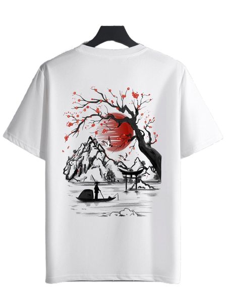 

men crane & floral print tee l2bb#, White;black