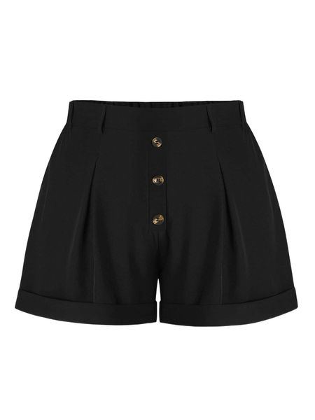 

plus plicated detail roll hem shorts r5y7#, Black